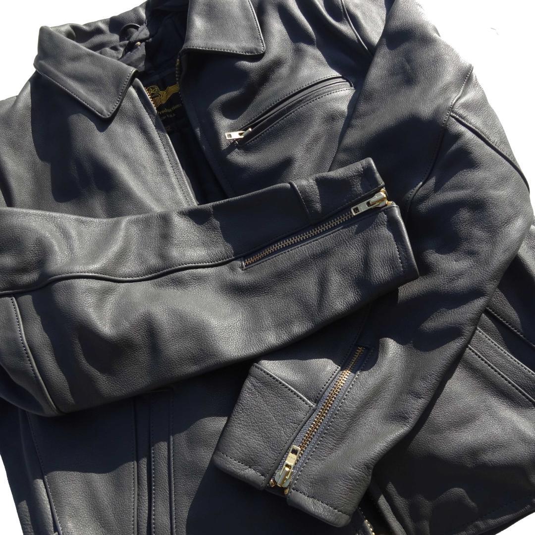 超美品モーガン メンフィスベルライダース 革ジャン本革レザー 灰42 中田商店