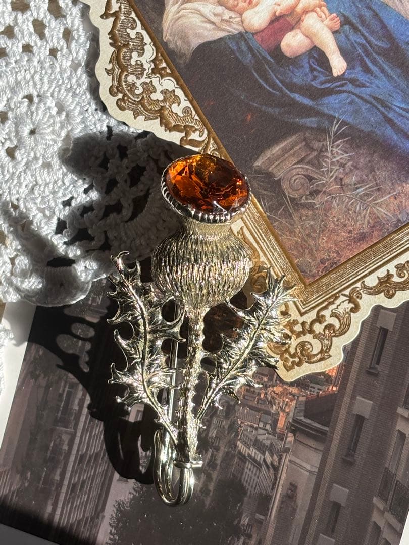 Miracle つめ草植物モチーフブローチ大きめ9.5センチ