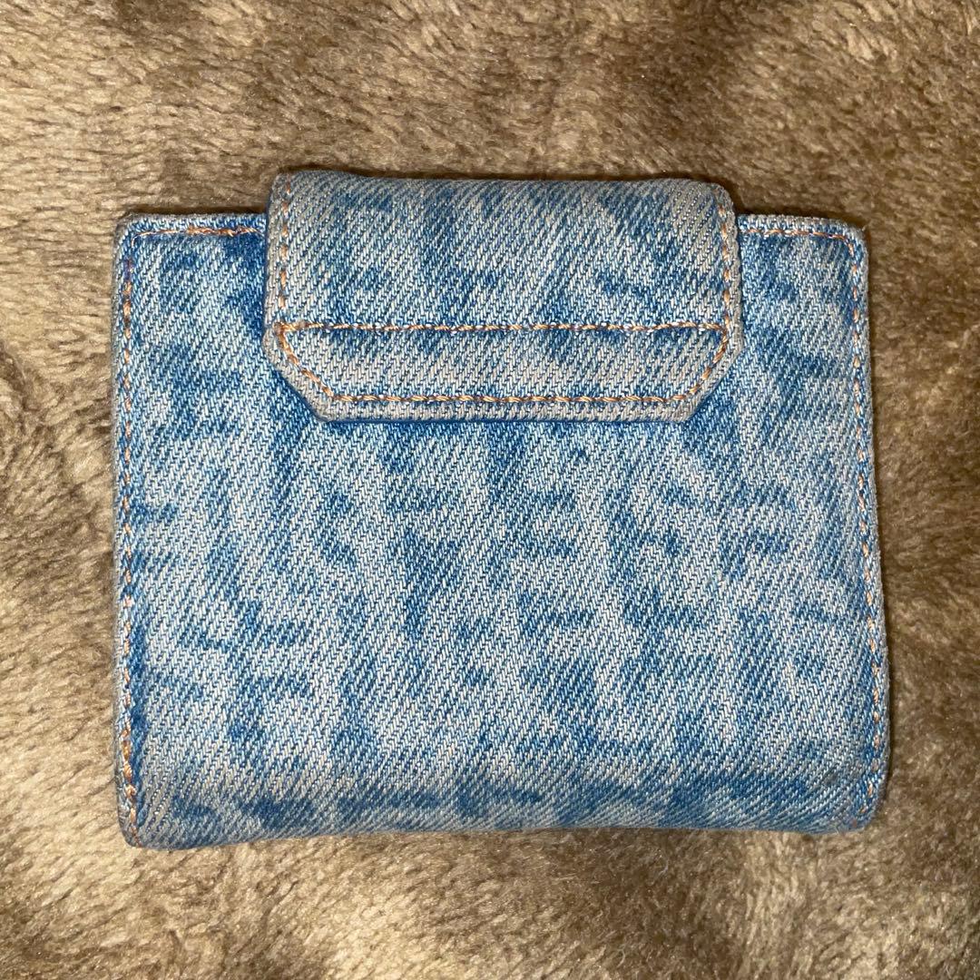 ディーゼル DIESEL ロゴ デニム インディゴ ブルー 2つ 折財布 箱付き