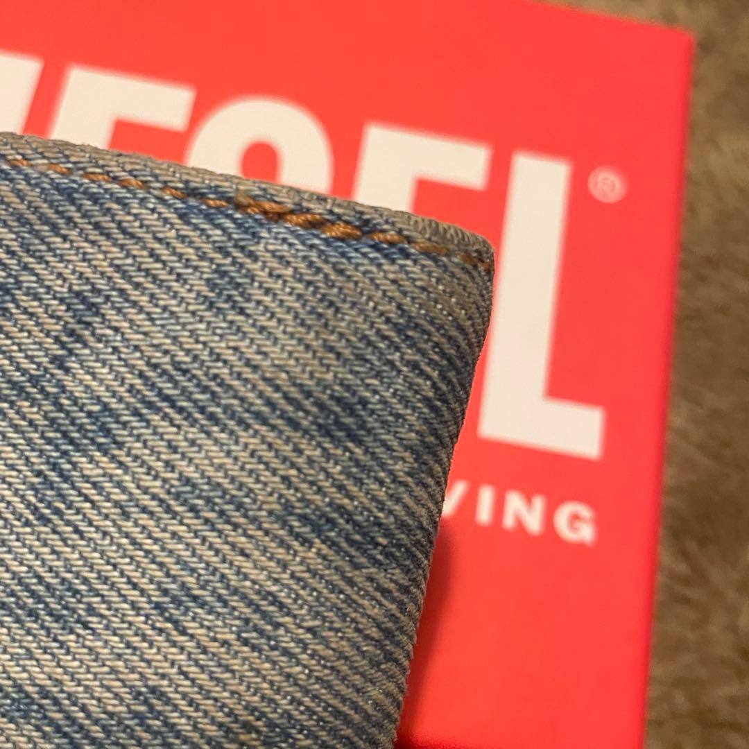 ディーゼル DIESEL ロゴ デニム インディゴ ブルー 2つ 折財布 箱付き
