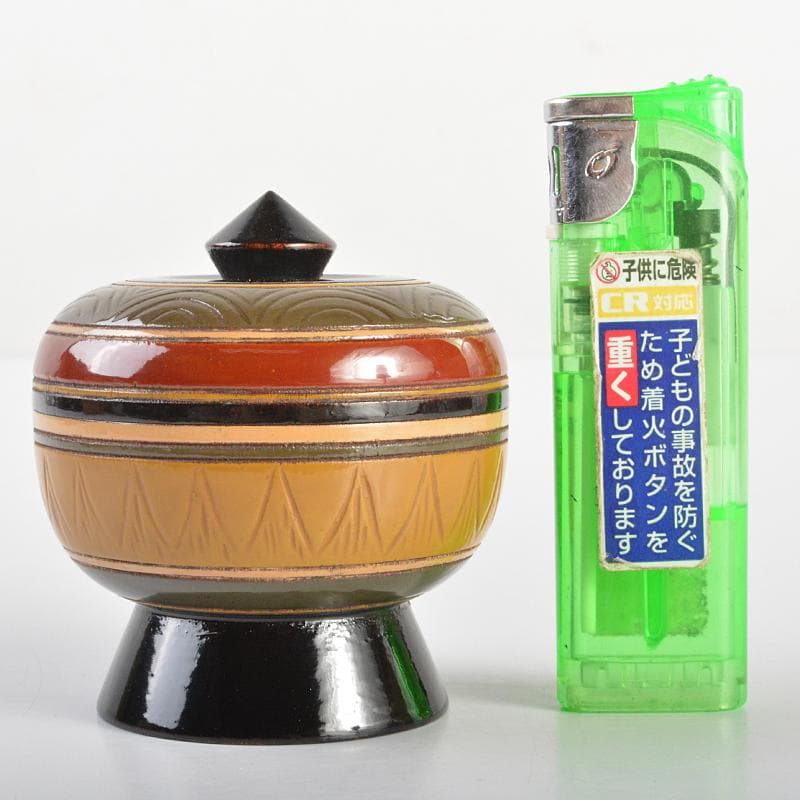 Teafortwo　漆工　川合漆仙造　獨楽莨入煙草入　共箱　V　R6868