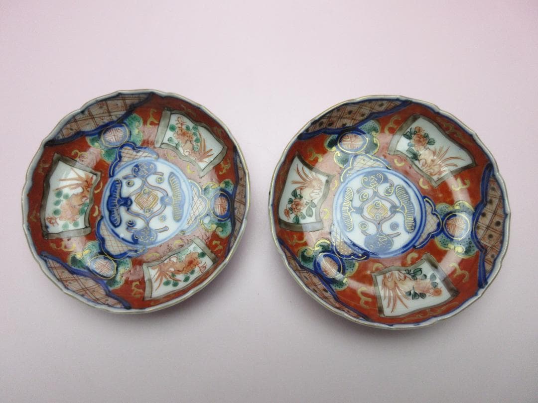 時代物 角富 花草紋 色絵 錦手 小皿 10客 MO70115