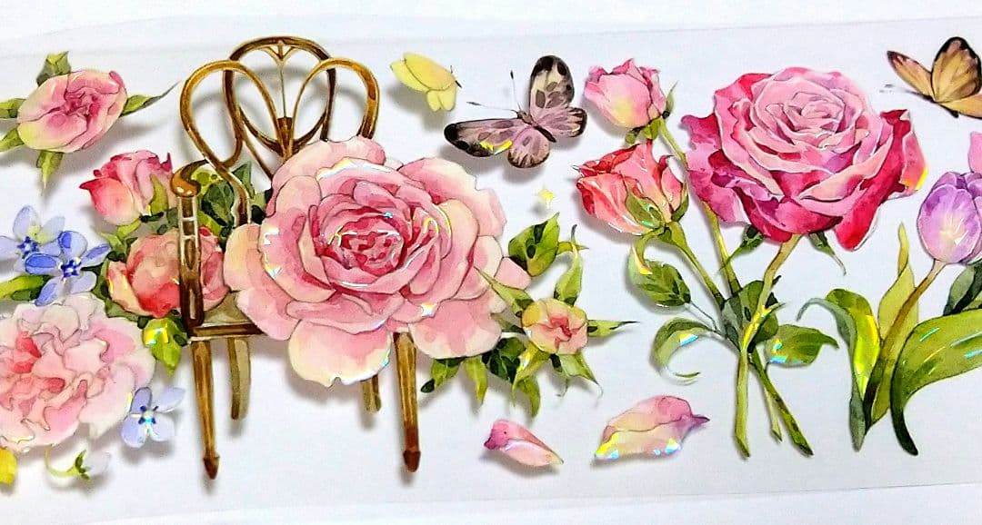 S21＃春意(贝壳光)苏格花园切り売り海外装飾マステ薔薇お花蝶