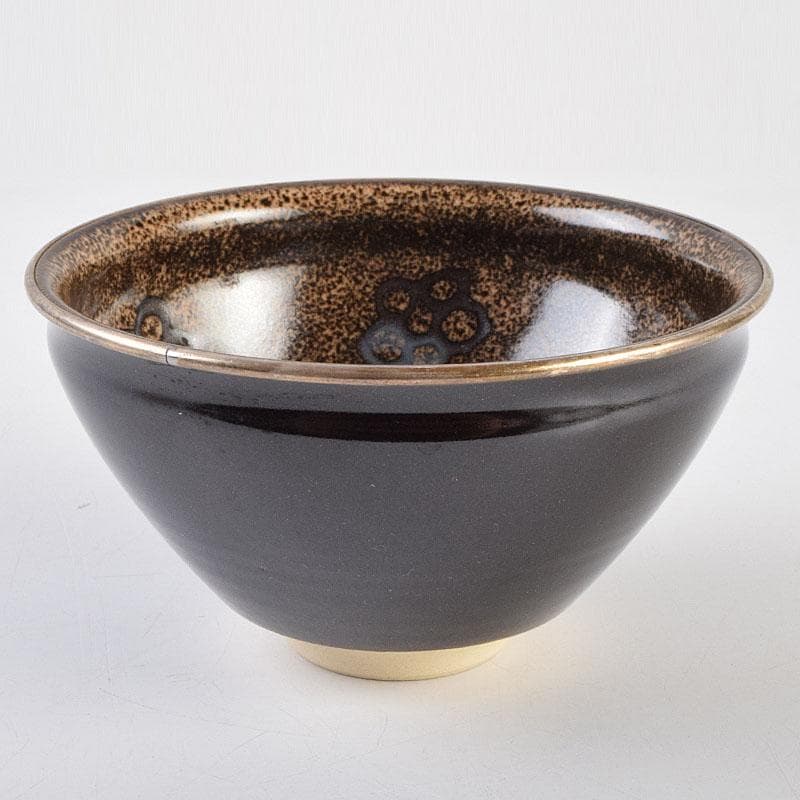 茶道具　京焼　万代草山造　梅花銅覆天目茶碗　清水公照極め箱　C　R9538