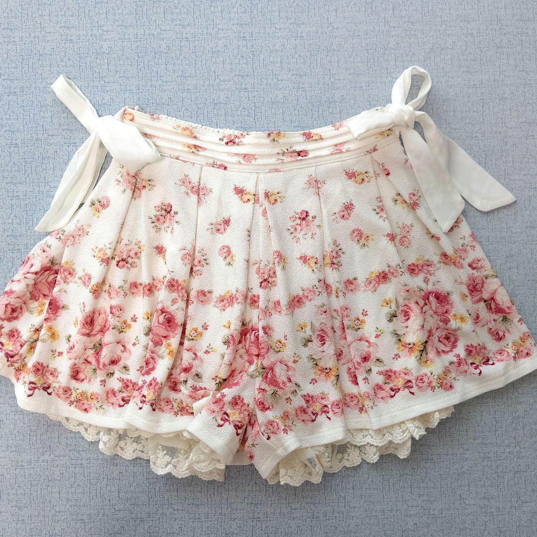 LIZ LISA 花柄 サイドリボン スカパン レース付き