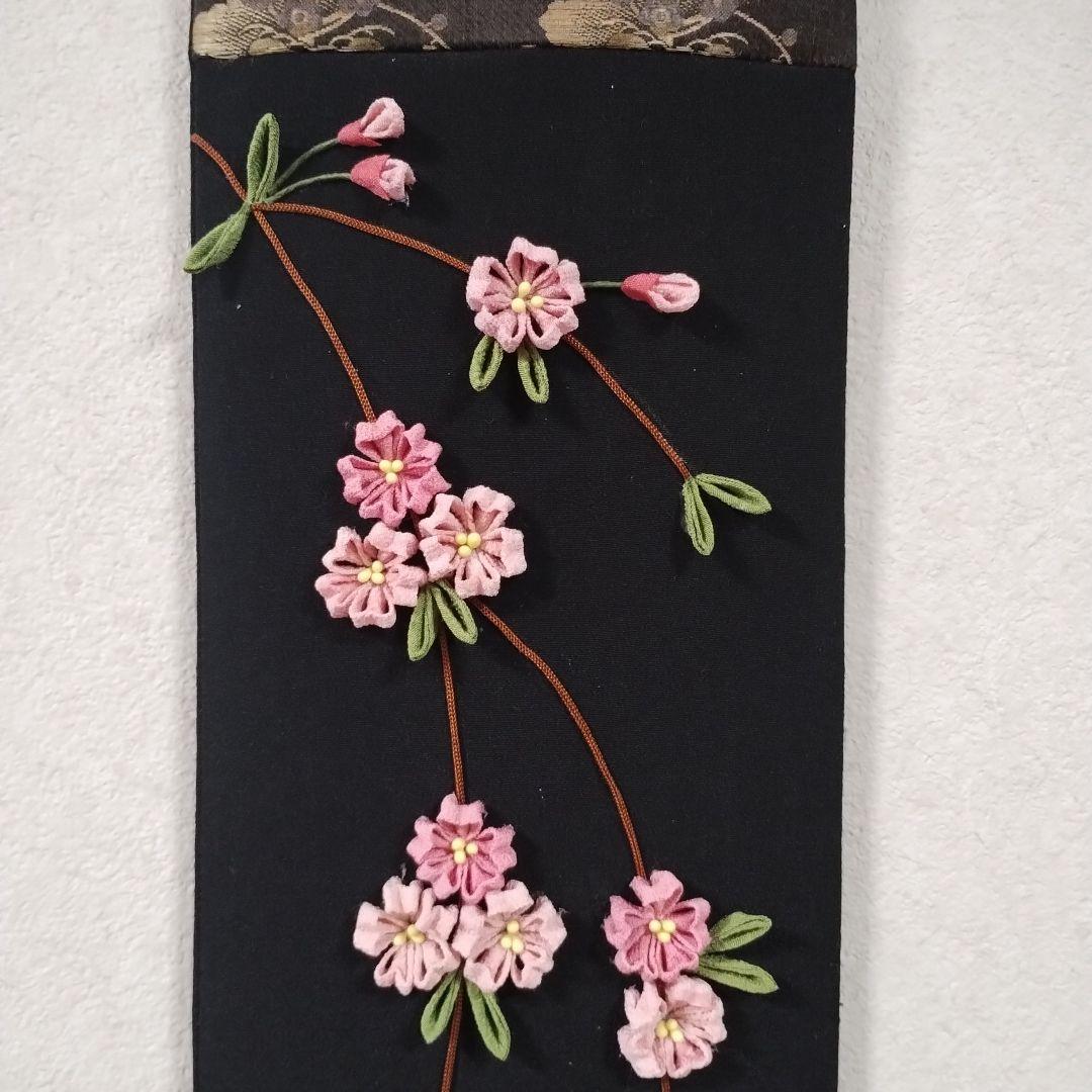 つまみ桜とすが糸のお雛様・押し絵・古布・タペストリー・ハンドメイド・（2）
