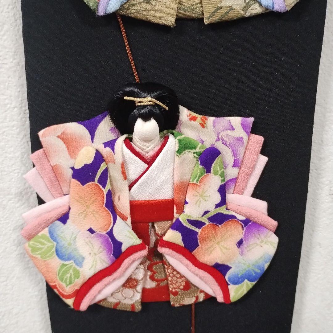 つまみ桜とすが糸のお雛様・押し絵・古布・タペストリー・ハンドメイド・（2）