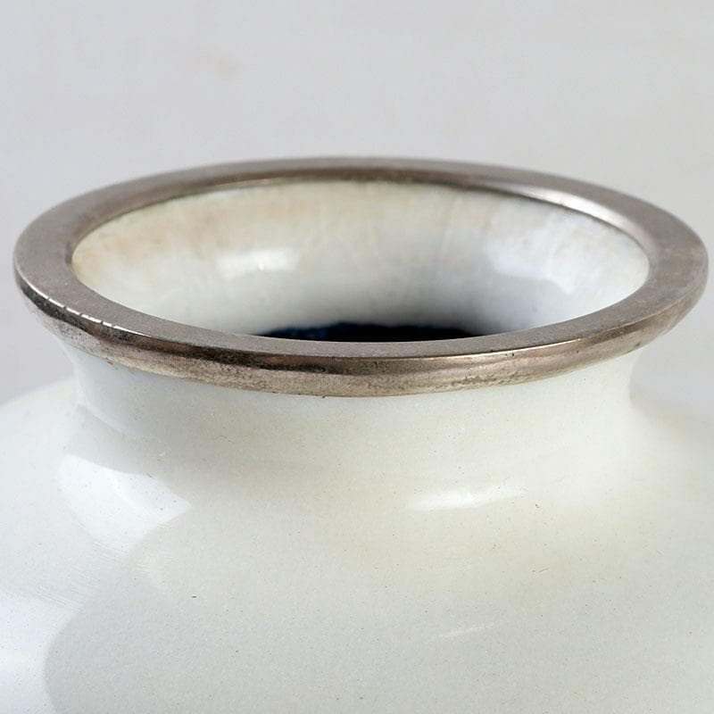 七宝焼　白地竹文　花瓶　時代箱　V　9506