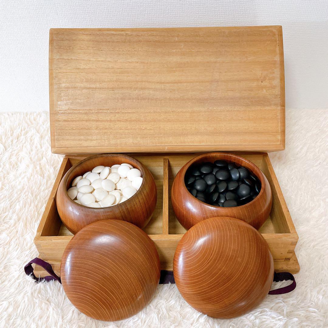 【厚さ9.5mm】 本蛤碁石 (白180個/黒180個)　木箱入り