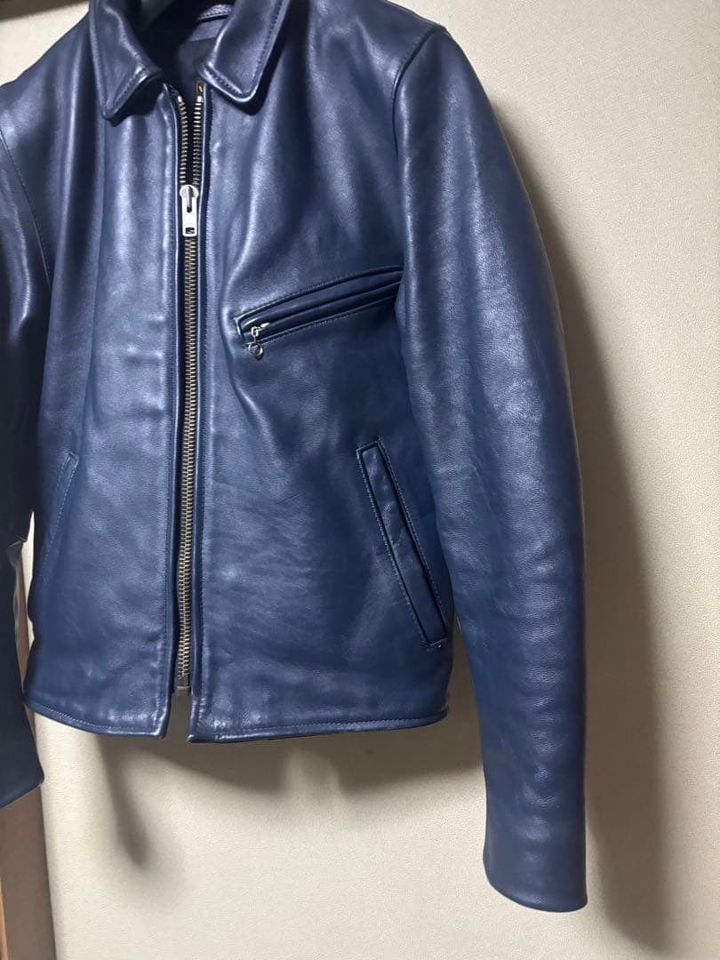 極美品　バンソン　シングルライダース　ネイビー　38 青　ジャケット