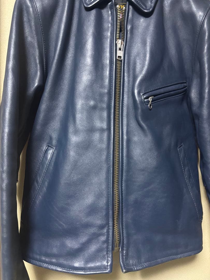極美品　バンソン　シングルライダース　ネイビー　38 青　ジャケット