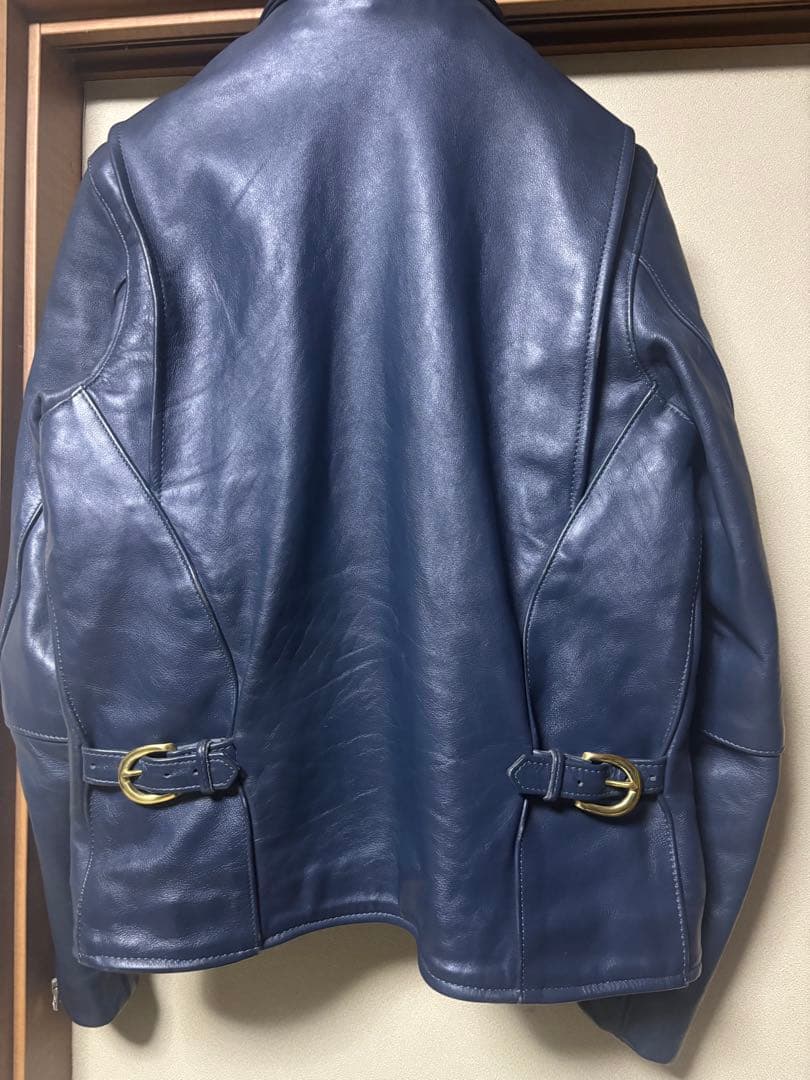 極美品　バンソン　シングルライダース　ネイビー　38 青　ジャケット