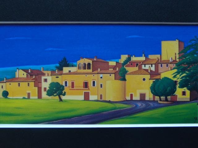 山内滋夫、【カーズヌーブの午後】、希少な画集画、新品高級額・額装付、状態良好