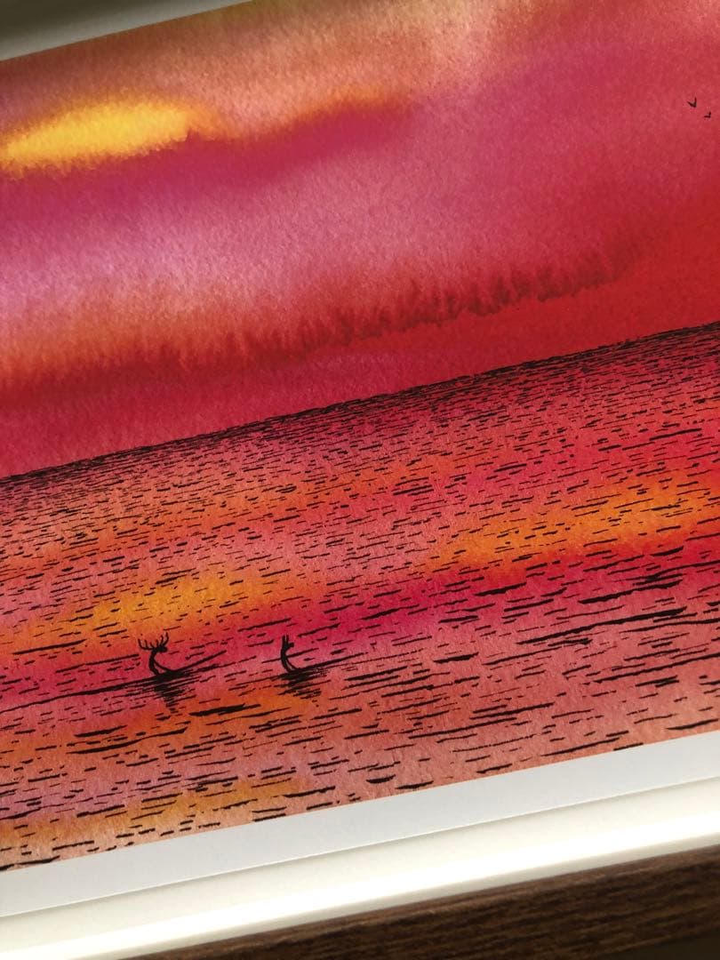 PK額装品 2 ジョナスクレアッソン 貴重イラスト A4額入り ポスター風