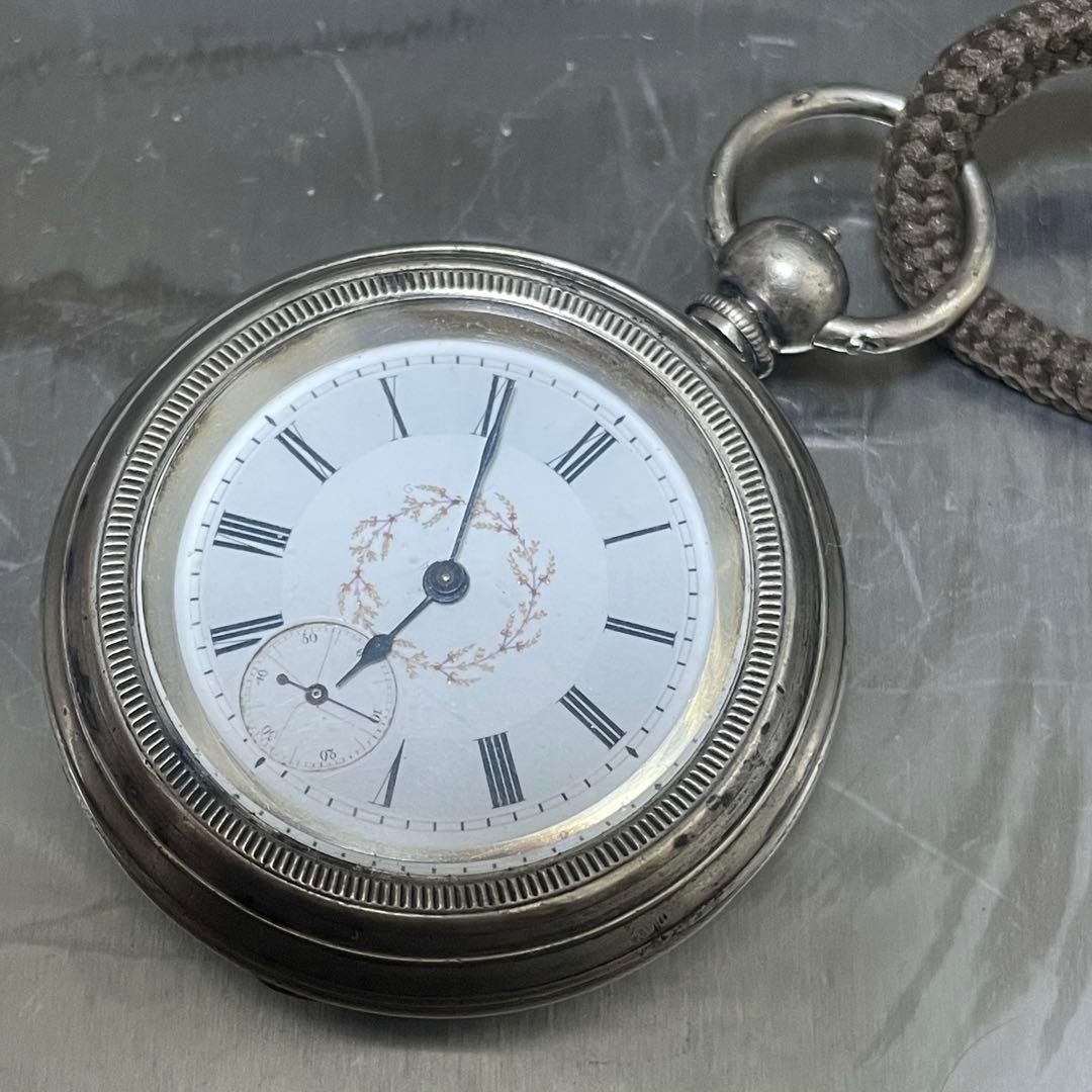 アンティーク 銀無垢 FINE SILVER 鍵巻き懐中時計 ジャンク