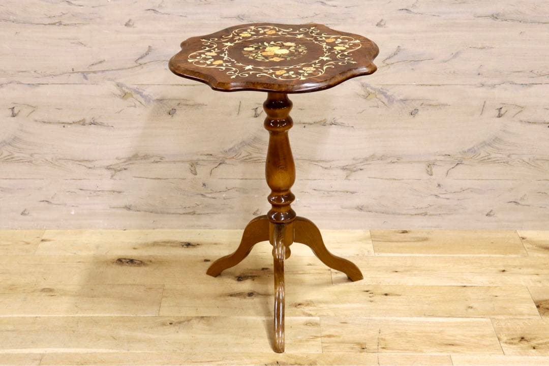 GMIK209○イタリア製 象嵌細工 コンソールテーブル サイドテーブル 花台