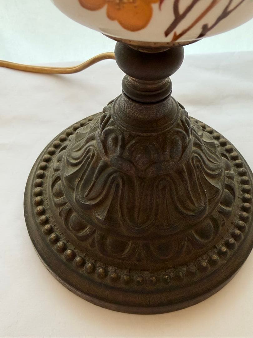 ビンテージ フラワーモチーフ ランプ テーブル 昭和レトロ ガラス 陶器