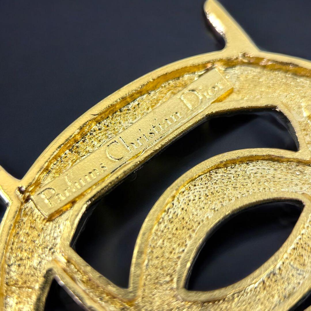 【美品】ディオール　ロゴ　エンブレム　ブローチ　ゴールド