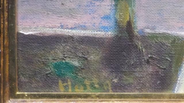 一枚の絵取扱作品　堀田高　直筆サイン『南仏カーニュにてアンチーブ』油彩0709D