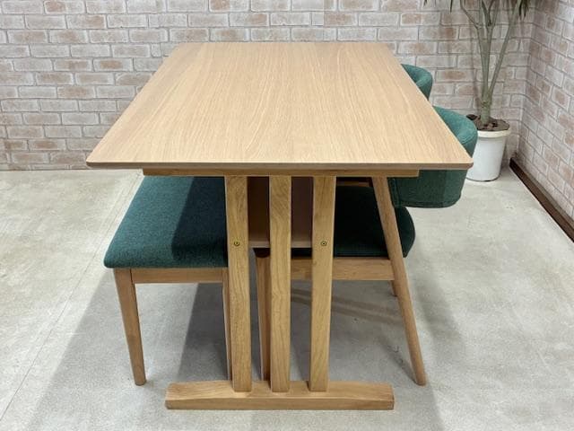 ダイニングテーブルセット　４人掛け　オーク　ナチュラル / グリーン　新品