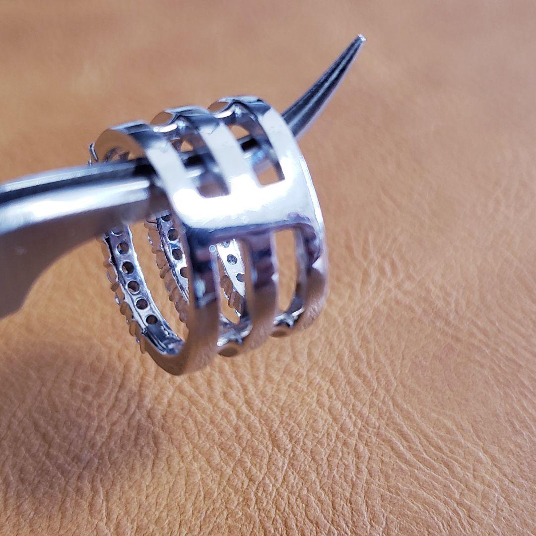 プラチナ　ダイヤモンド　3連リング　11号