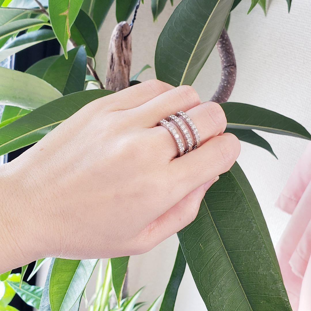 プラチナ　ダイヤモンド　3連リング　11号