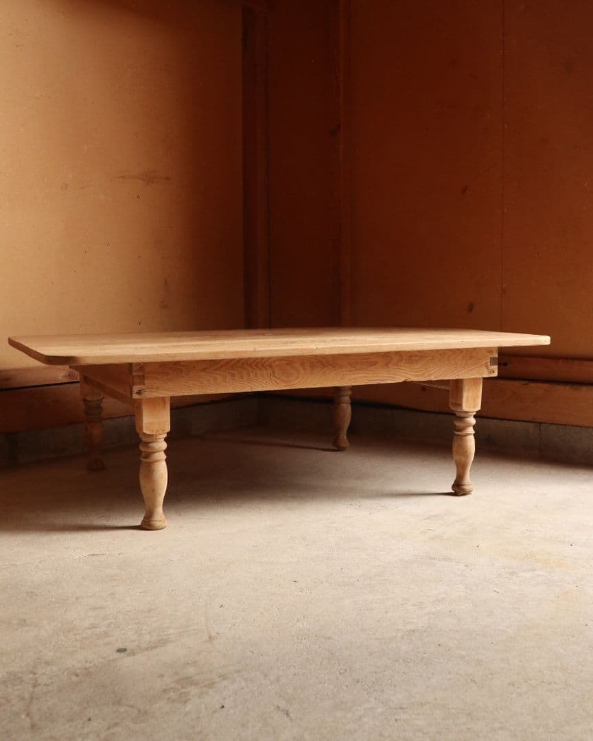 最終お値下げ 大きめサイズのろくろ脚角ちゃぶ台　古道具 古家具 ローテーブル