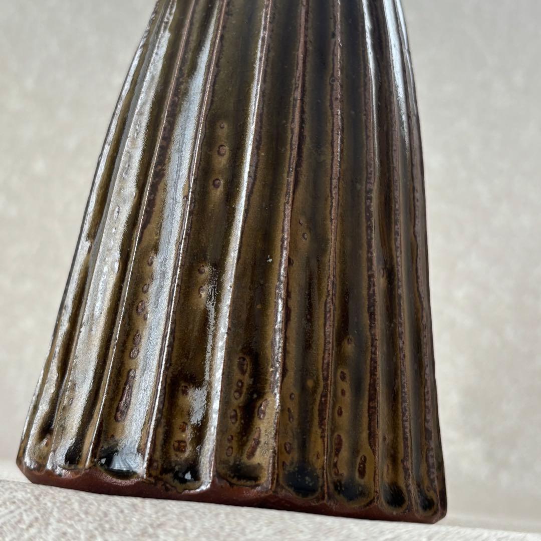 【灰釉 鎬手瓶 市野茂良】花瓶 花入れ