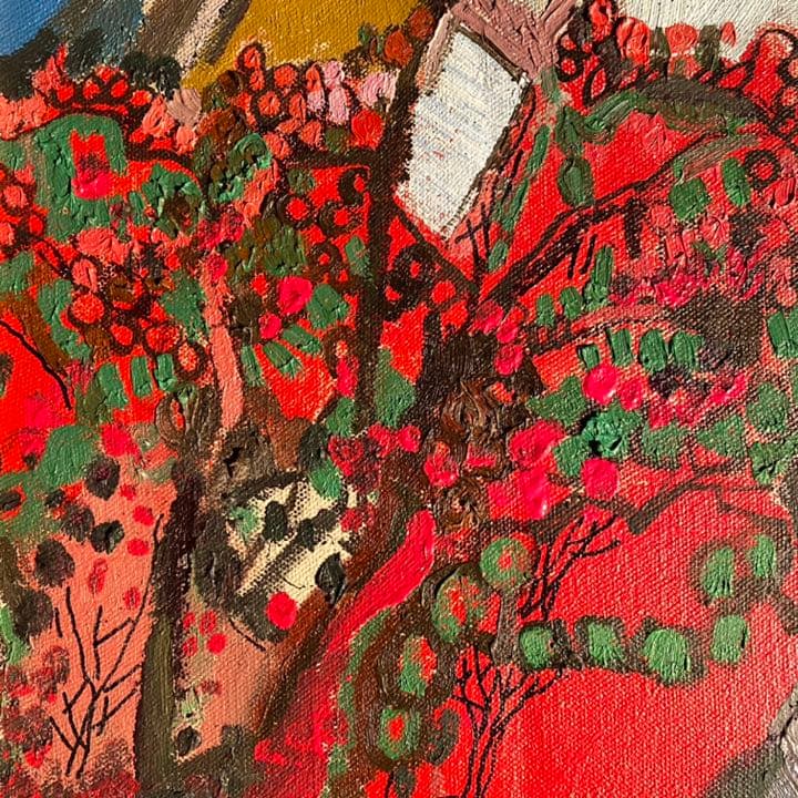 ★真作★ 文勝(ウンシュン) たわわの実 油絵 額付き 貴重作品