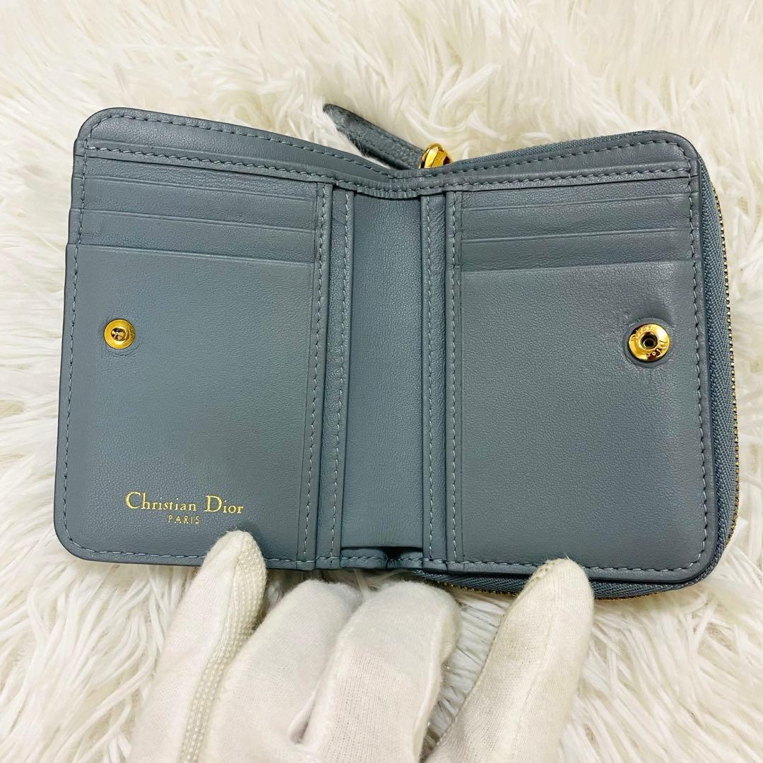 極美✨ディオール 二つ折り財布 キルティング レザー カナージュ 現行