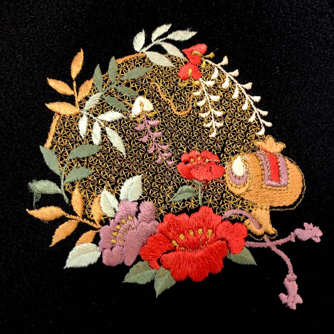 ■黒■無地振袖■刺繍■正絹黒振袖フルセット■成人式■振袖一式