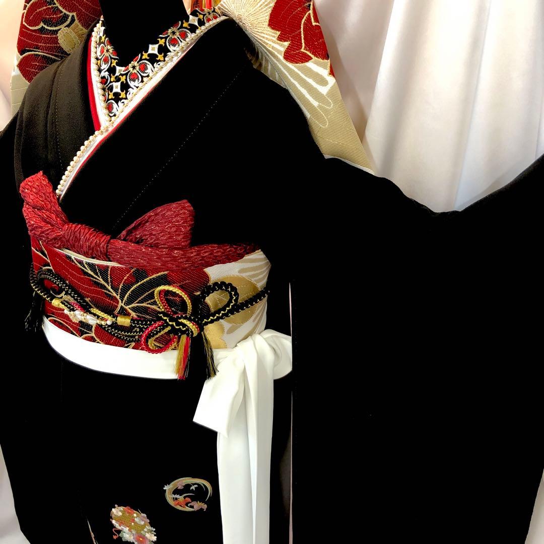 ■黒■無地振袖■刺繍■正絹黒振袖フルセット■成人式■振袖一式
