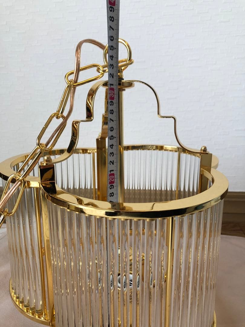 【中古照明器具】イタリア製 シャンデリア ガラスロッド 3灯