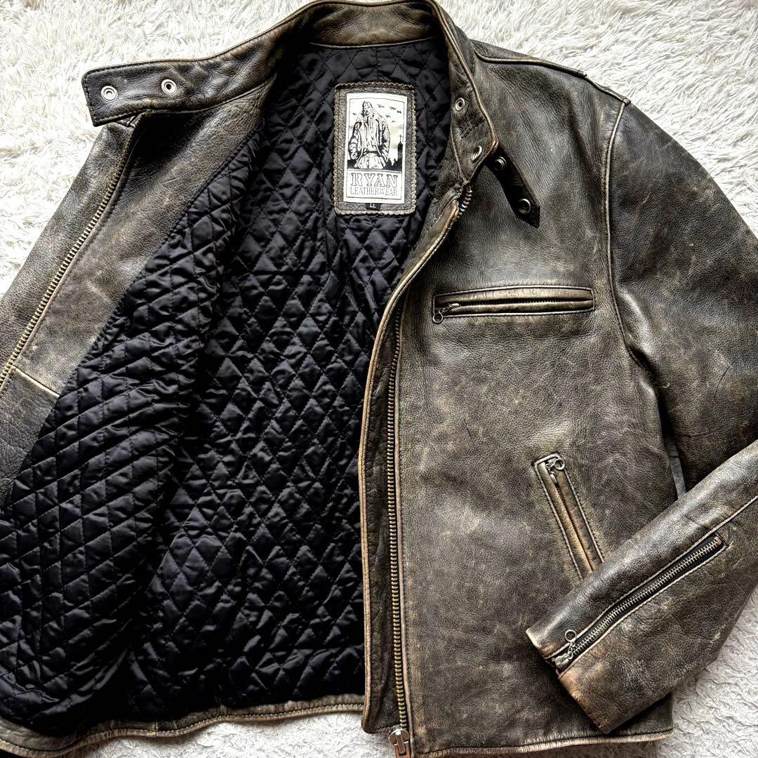 ★本革 XLサイズ★ RYAN シングル ライダース レザージャケット 黒