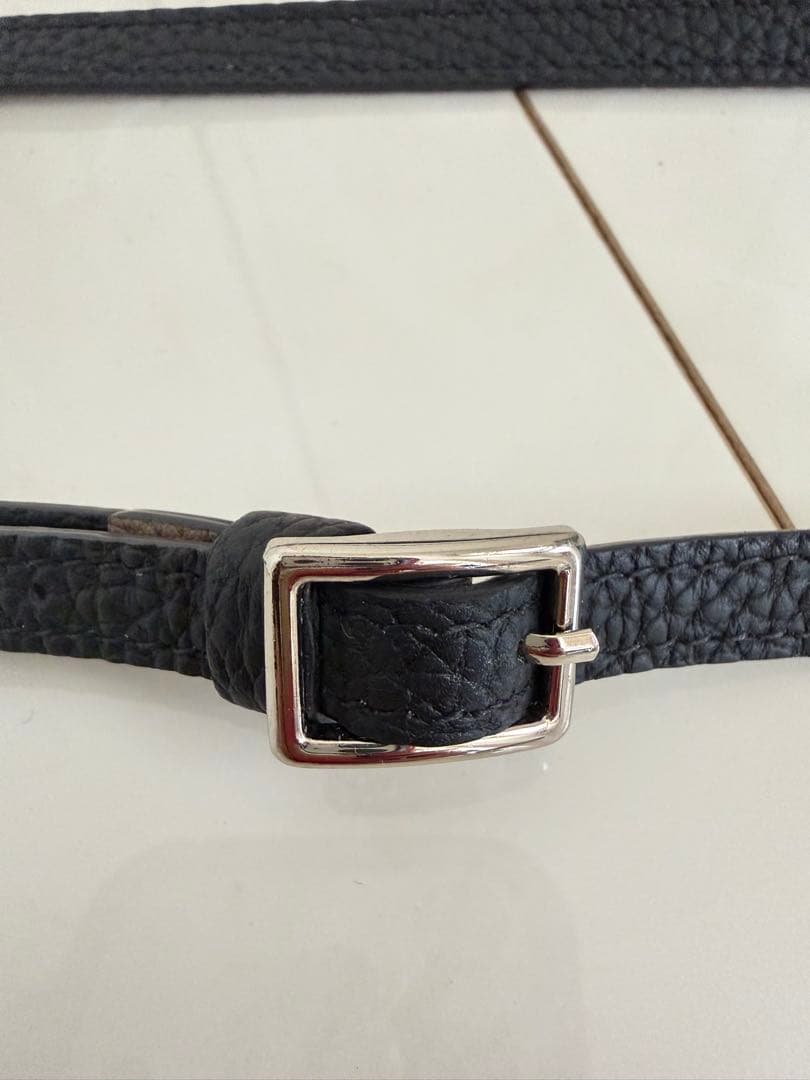 BOKAVENTURAストラップ ブラック/エトープ シルバー金具シングル