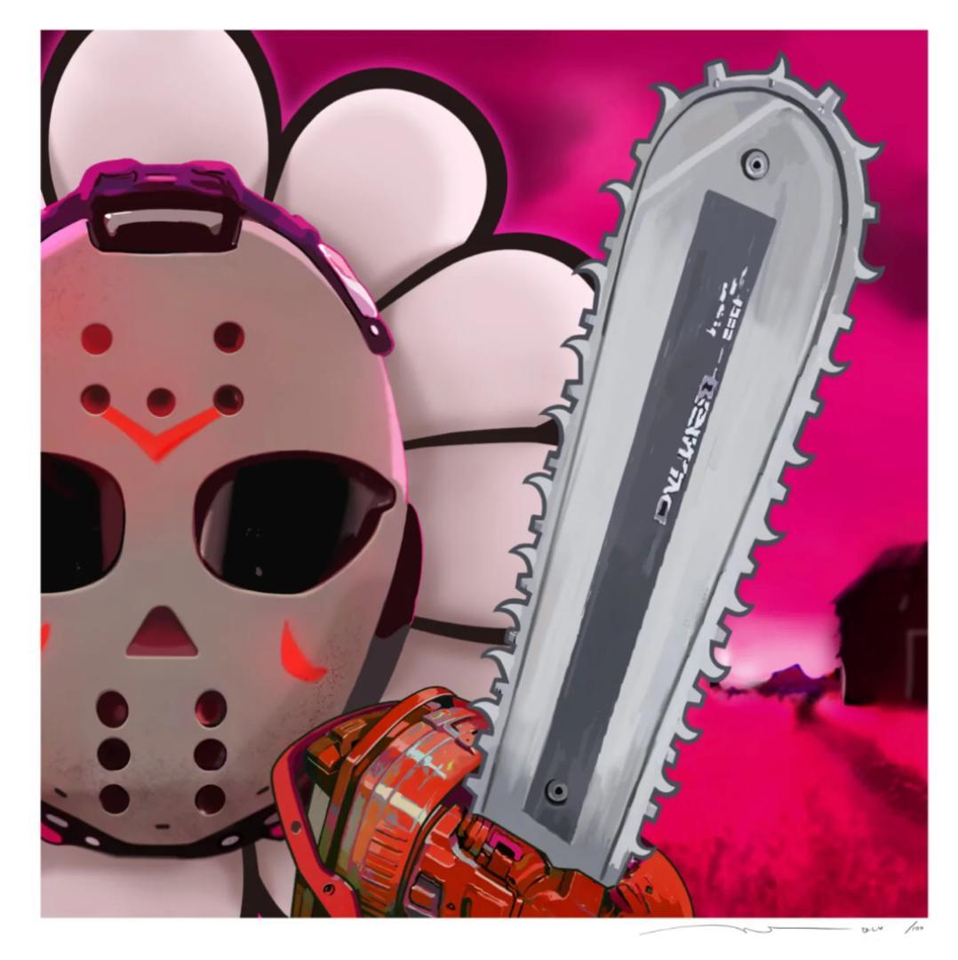 Trading Card版画　村上隆 サイン入り　チェンソー