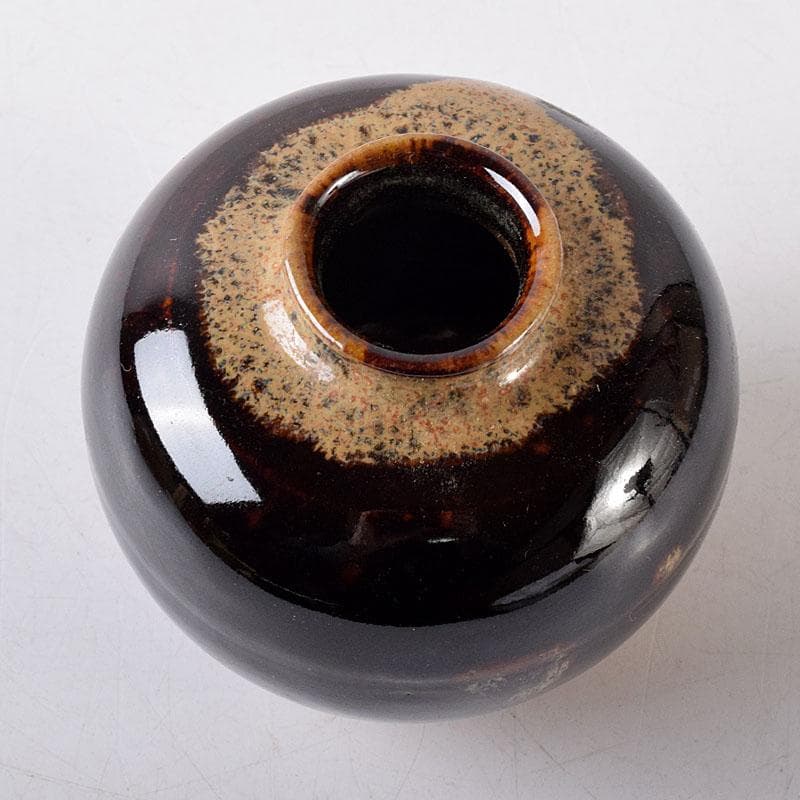 Gojyo 京焼　清水焼　桶谷定一作　文琳茶入　仕覆付　共箱　V　8205