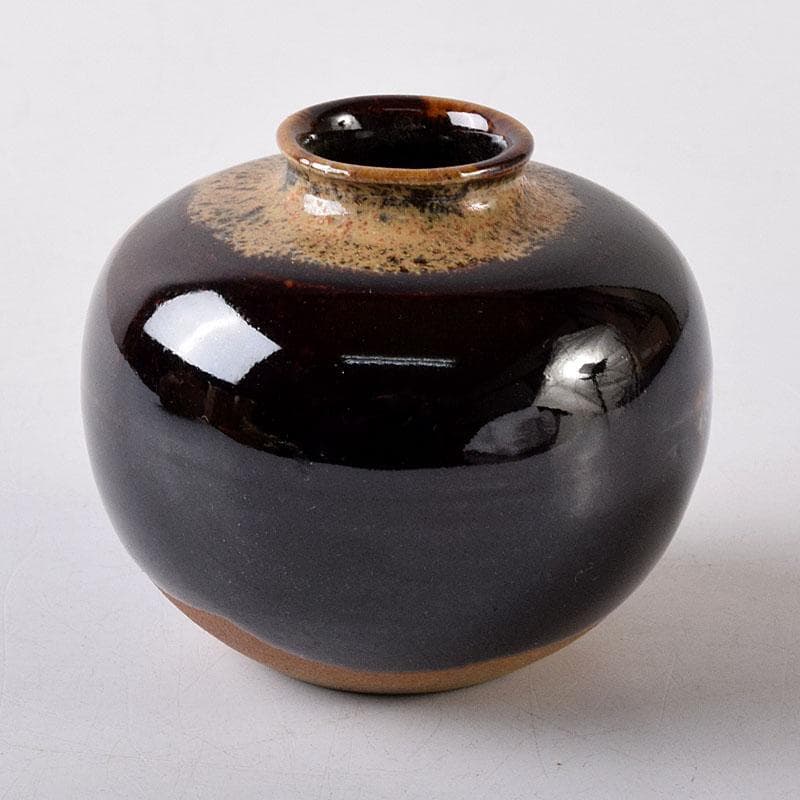 Gojyo 京焼　清水焼　桶谷定一作　文琳茶入　仕覆付　共箱　V　8205