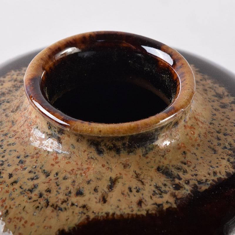 Gojyo 京焼　清水焼　桶谷定一作　文琳茶入　仕覆付　共箱　V　8205