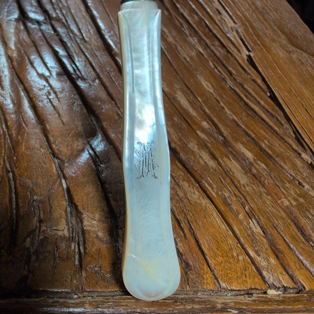 フランスアンティーク　純銀製　マザーオブパール　ナイフ