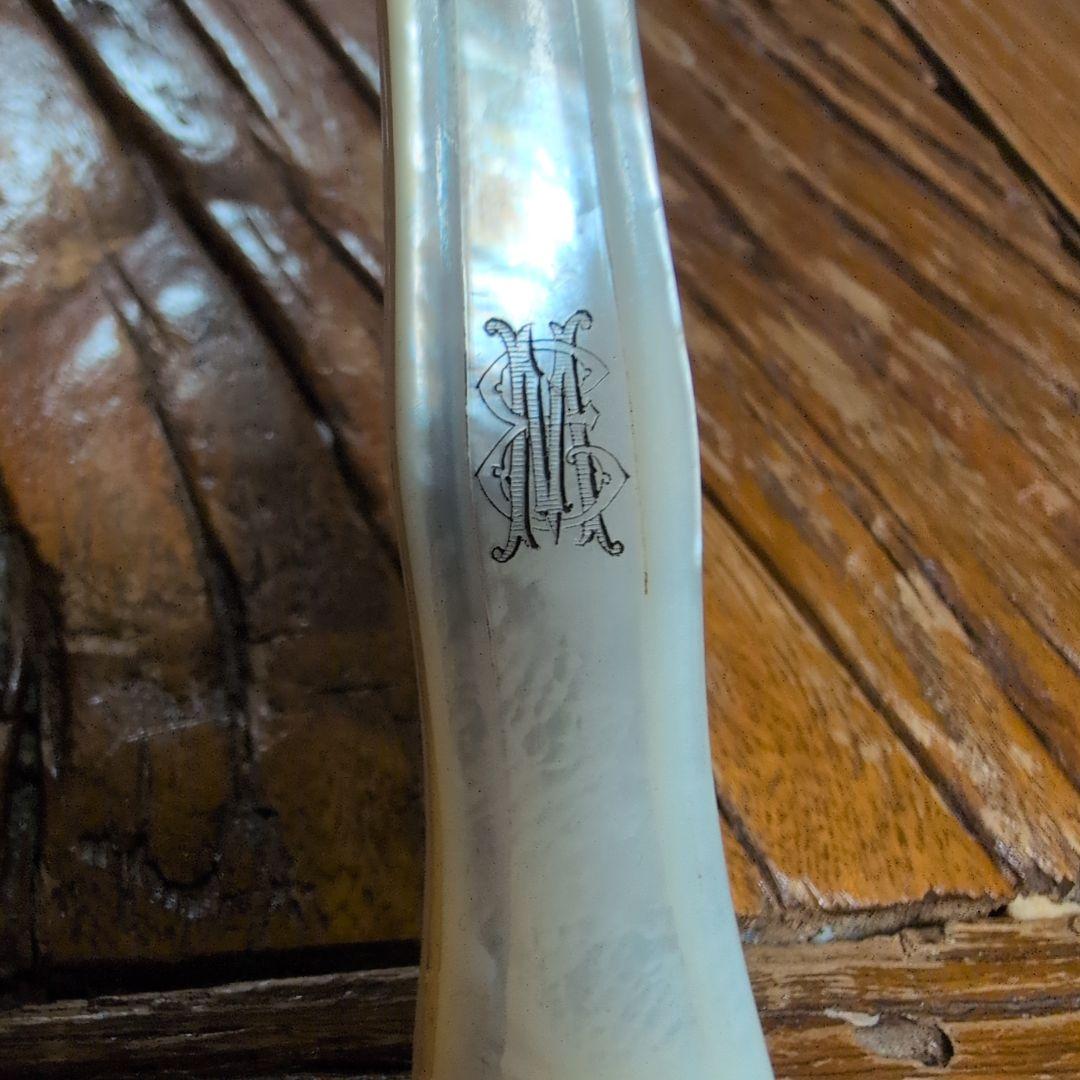 フランスアンティーク　純銀製　マザーオブパール　ナイフ