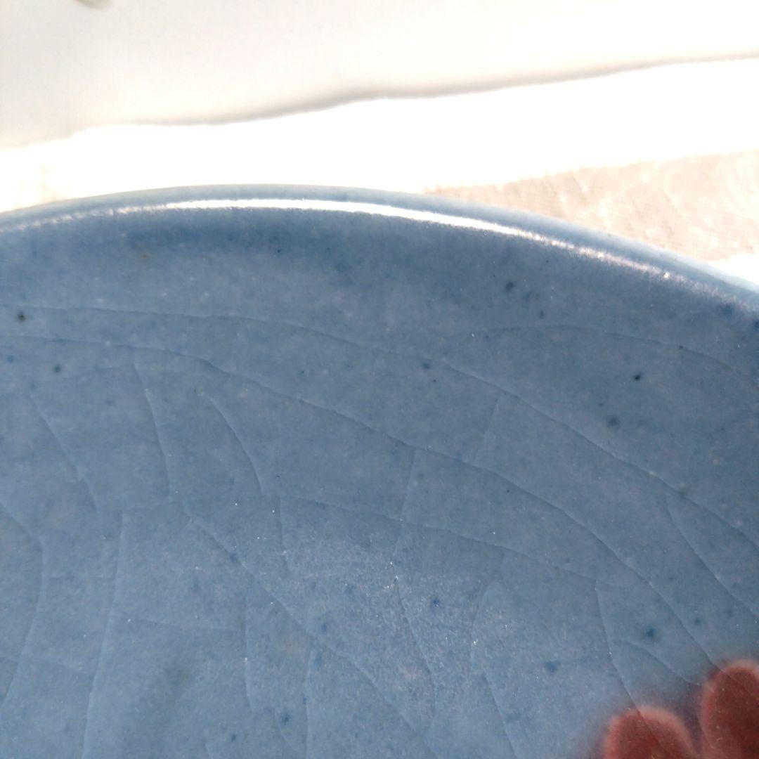 【骨董】椋木英三　花絵蝋抜呉須皿　民藝