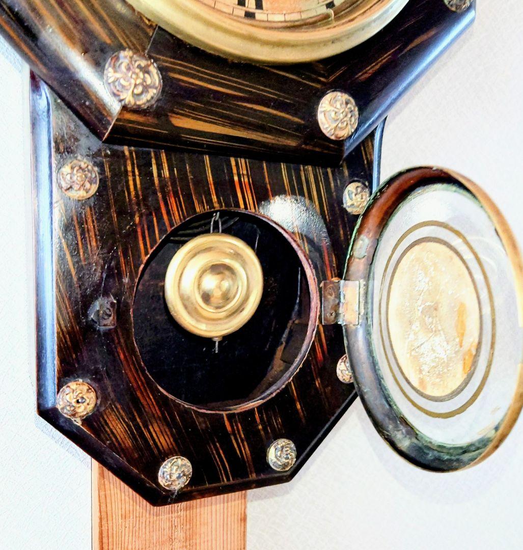 〈完動・美品〉精工舎　硝子絵　小型花ぼたん八角ゼンマイ振り子時計　古時計