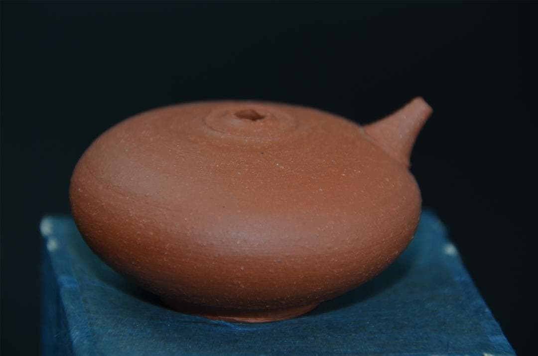 人間国宝『三代山田常山』作 梨皮　朱泥 水滴 常滑焼　朱泥　書道具