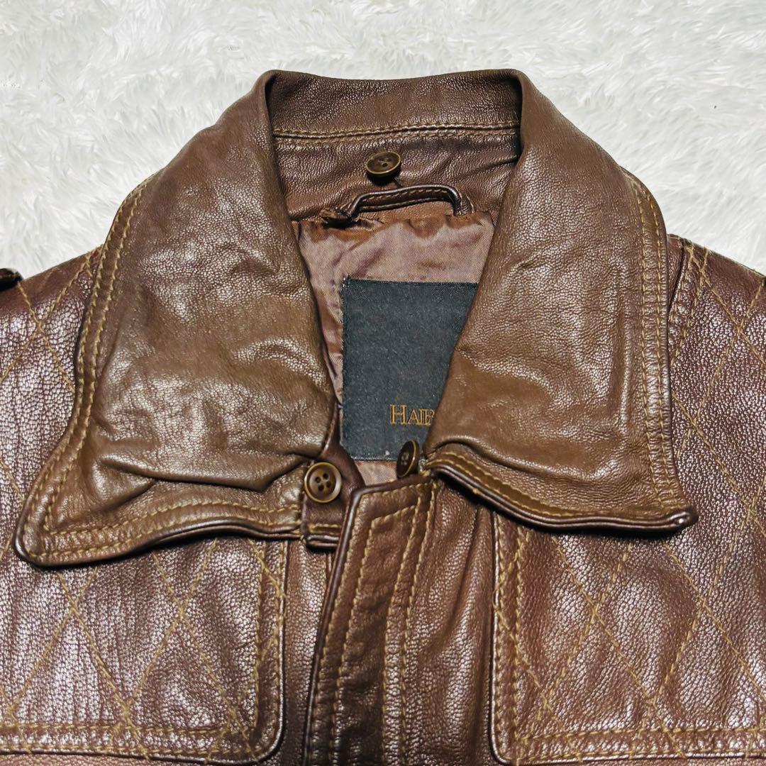 希少 HALB レザージャケット ゴートレザー ファー ブラウン ライダース