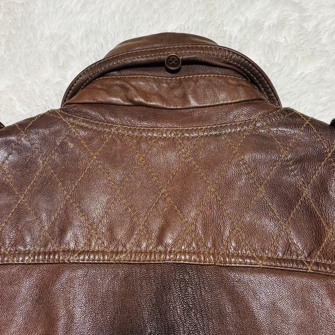 希少 HALB レザージャケット ゴートレザー ファー ブラウン ライダース