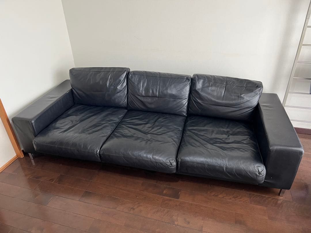 CIBONE ROBELE SOFA 3P 本革 黒 ソファ 使用感あり　送料込