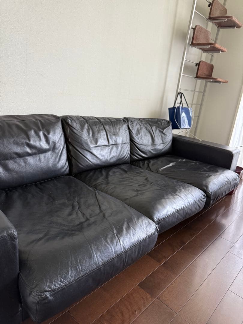 CIBONE ROBELE SOFA 3P 本革 黒 ソファ 使用感あり　送料込