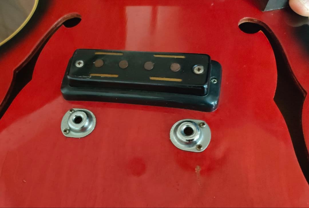 【ジャンク品】Teisco BA-2 セミアコースティックエレキベース レッド