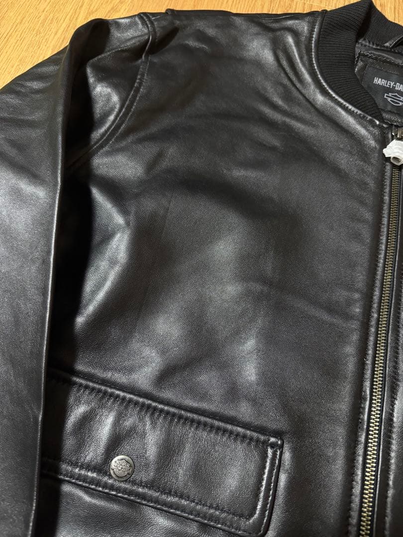 タグ付 HARLEY DAVIDSON 型押しロゴ 羊革 レザージャケット XL